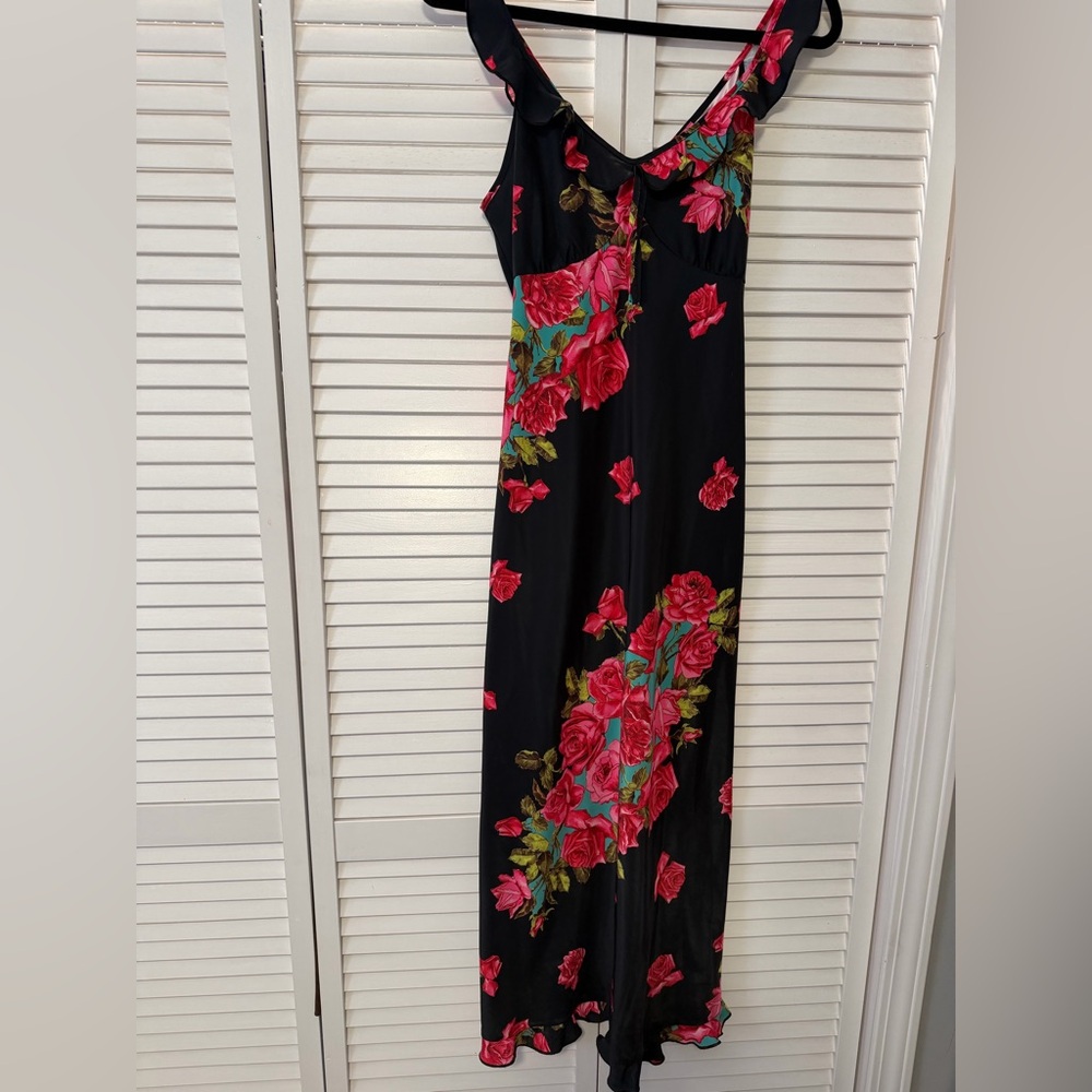 Betsey Johnson Floral Black Maxi Dress Size M